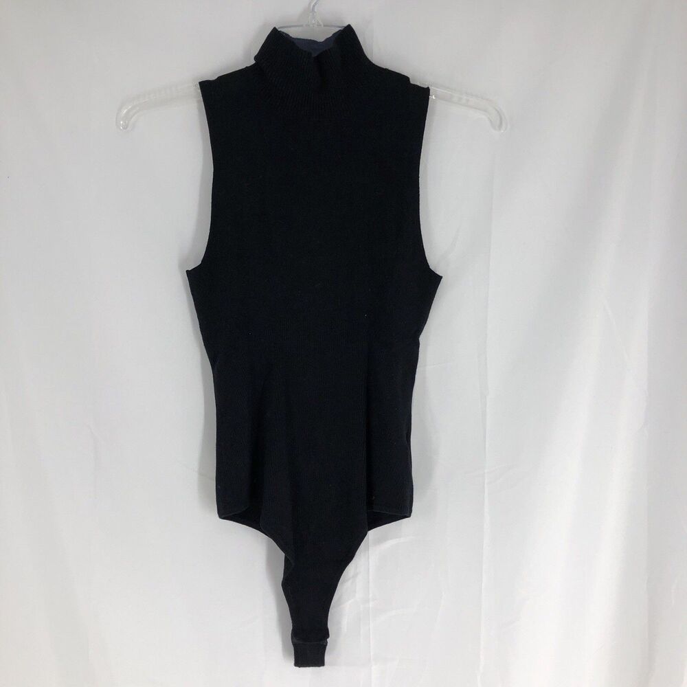 Express Body Contour Black Turtleneck Lightweight Bodysuit Size Large